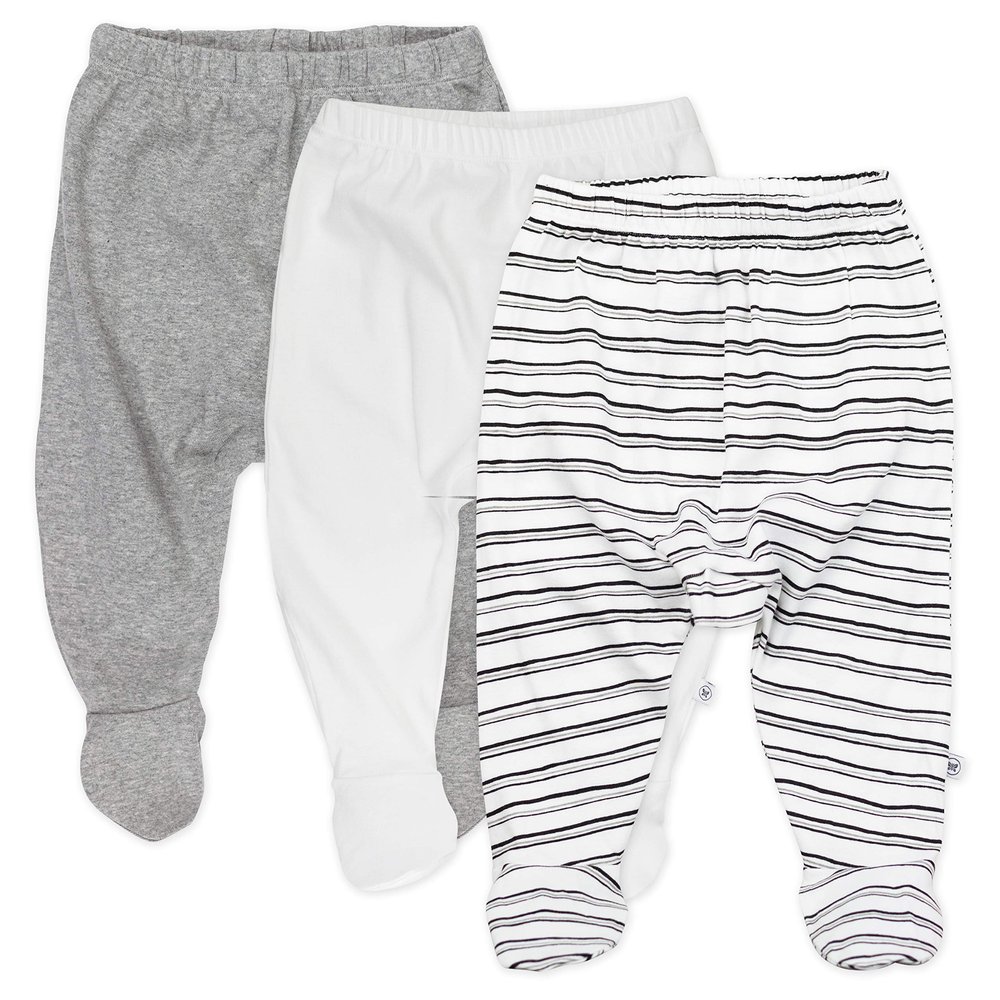 HonestBaby unisex baby 3-pack Organic Cotton Footed Harem Pants, Sketchy Stripe, 3-6 Months US