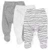 HonestBaby unisex baby 3-pack Organic Cotton Footed Harem Pants, Sketchy Stripe, 3-6 Months US view 1