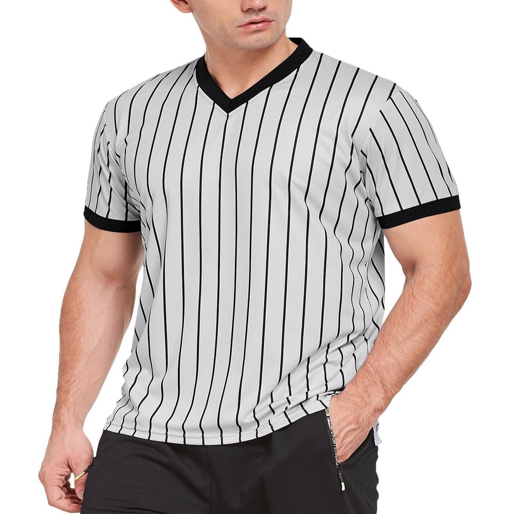 FitsT4 Sports Basketball Officials Grey Wrestling V-Neck Performance Referee Shirt Ref Jersey Uniform L