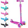 BELEEV Scooters for Kids 3 Wheel Kick Scooter for Toddlers Girls Boys, 4 Adjustable Height, Lean to Steer, Light up Wheels, Extra-Wide Deck, Easy to Assemble for Children Ages 3-12 (Dark Lilac) view 1