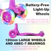 BELEEV Scooters for Kids 3 Wheel Kick Scooter for Toddlers Girls Boys, 4 Adjustable Height, Lean to Steer, Light up Wheels, Extra-Wide Deck, Easy to Assemble for Children Ages 3-12 (Dark Lilac) view 2