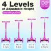 BELEEV Scooters for Kids 3 Wheel Kick Scooter for Toddlers Girls Boys, 4 Adjustable Height, Lean to Steer, Light up Wheels, Extra-Wide Deck, Easy to Assemble for Children Ages 3-12 (Dark Lilac) view 3