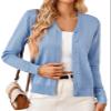 GRACE KARIN Women's Long Sleeve Sweater Button Down V Neck Classic Cardigan 2025 Knit Sweater Light Blue S view 1