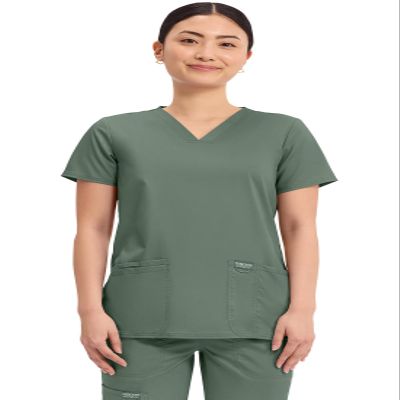 Cherokee Medical Women's Scrub Top V-Neck Modern Classic Fit with 3 Pockets, Ultra Soft and 2-Way Stretch Fabric - WW620, XXS, Olive