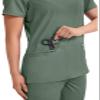 Cherokee Medical Women's Scrub Top V-Neck Modern Classic Fit with 3 Pockets, Ultra Soft and 2-Way Stretch Fabric - WW620, XXS, Olive view 2