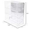 Plymor Clear Acrylic Locking Display Case with Sliding Back, 3 Angled Shelves (Mirrored), 16.25" H x 16.25" W x 7" D view 2