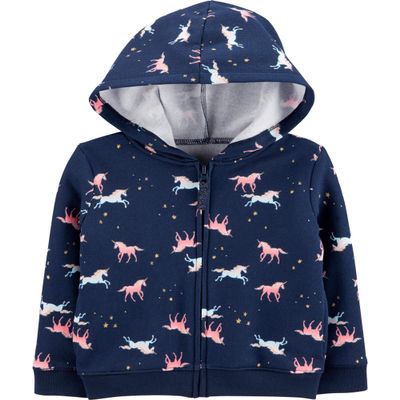 Carter's Girls' Fleece Full Zip up Hoodies or Pants Sequins, Unicorn, Hearts (24 Months, Ombre Unicorns Hoodie)