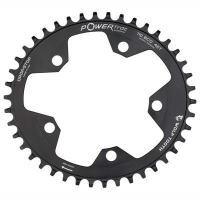 Wolf Tooth Elliptical 110 BCD Gravel/CX/Road Bike Oval Chainrings (42 Tooth, Drop Stop B, PowerTrac)