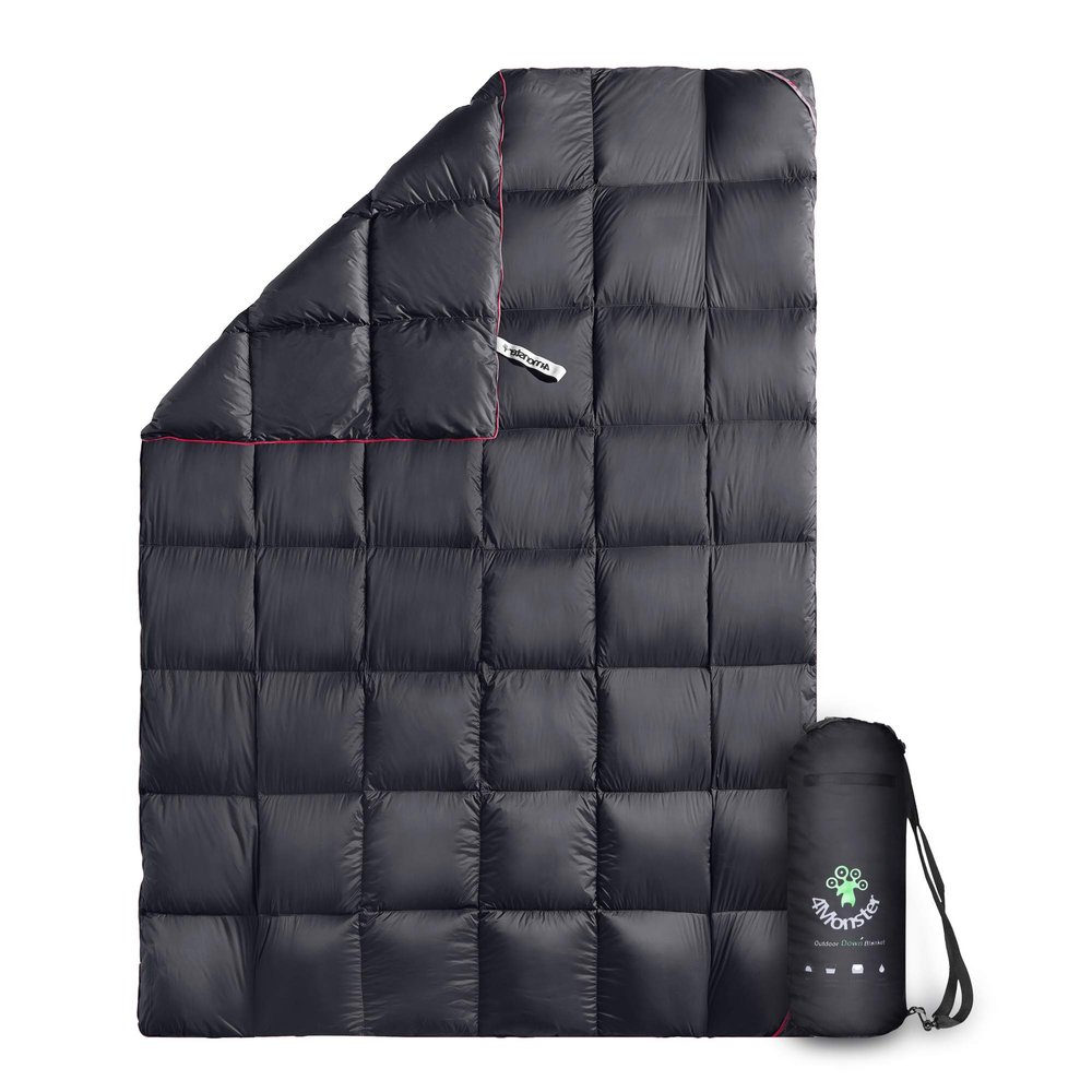 4Monster Down Camping Blanket - Outdoor Travel Quilt Puffy 650 Fill, Packable, Lightweight,Wind & Waterproof | Ideal for Stadium, Backpacking, Camping, Travel, Picnics, Beach and Hiking