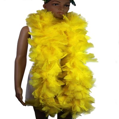 Flydreamfeathers 10 Color 2 Yards -Long, Large Feather Boa, With Turkey Flat Feather Boa, Party, Dress Up, Halloween Costume Decoration (yellow, 150 g)