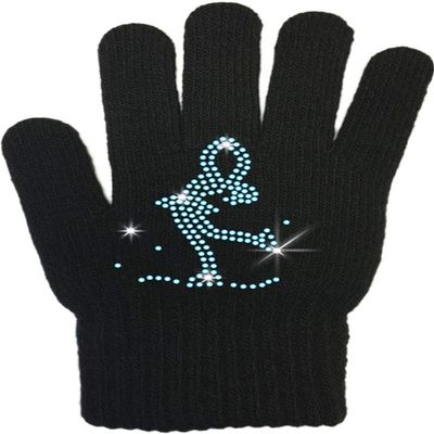 ChloeNoel Ice Skating Gloves - GV22 (Mini Lay-Back Skater Crystals (Black,Adult)