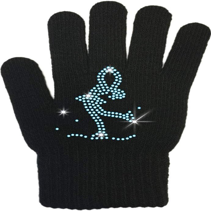 ChloeNoel Ice Skating Gloves - GV22 (Mini Lay-Back Skater Crystals (Black,Adult)