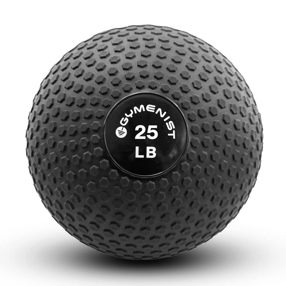 GYMENIST Weighted No Bounce Slam Ball Intensive Workout Training Gym Exercise Weight Balls Equipment (25-LB, Black Classic)