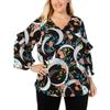 Alfani Womens Plus Modern Spice Floral Print Ruffles Blouse Black 0X view 1