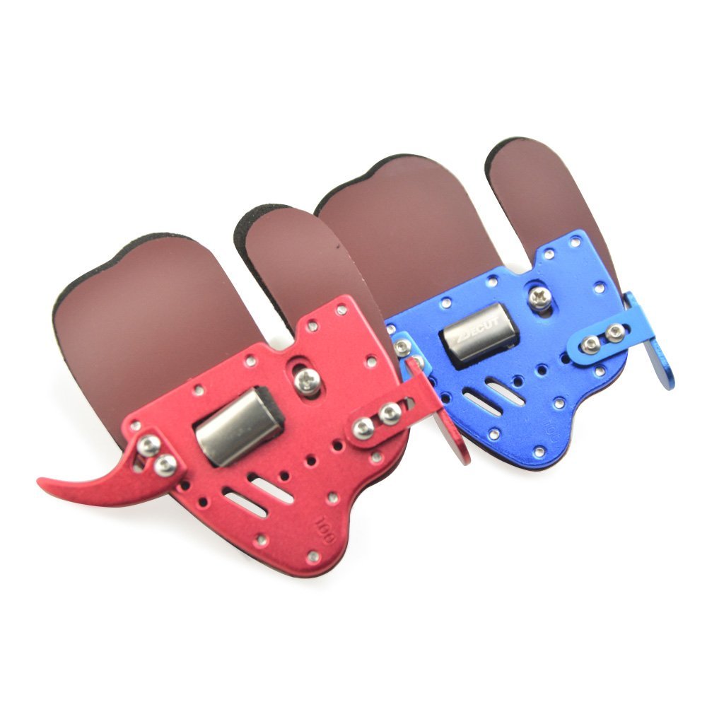 Archery Finger Tab Guard Shooting Finger Protector Leather Protector Gloves for Recurve Hunting Shooting (Blue, M)