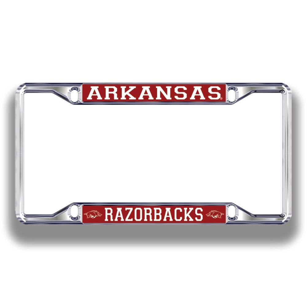 Arkansas Razorbacks License Plate Frame Silver