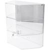 Plymor Clear Acrylic Locking Display Case with Angled Sides and Sliding Back, 2 Shelves (Mirrored), 16.5" H x 16.5" W x 8.5" D view 1
