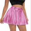 Urban CoCo Women's Shiny Flared Pleated Mini Skater Skirt (M, Pink) view 2