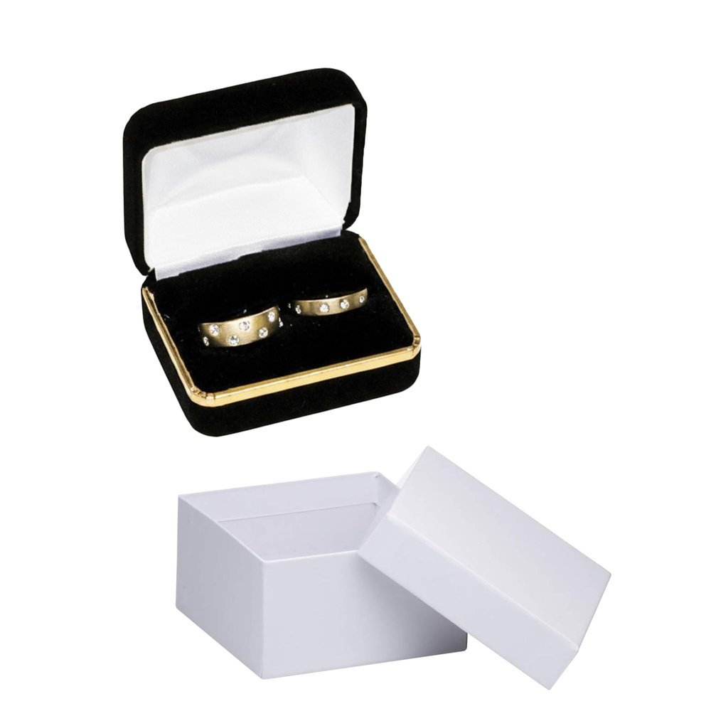 Regal Displays Premium Black Velvet Double Slot Ring Jewelry Gift Box for Wedding with Premium Quality White Satin&Black Velvet lined inside the Ring box-Gift Box for Women Size  2.38" x 2" x 1.5"