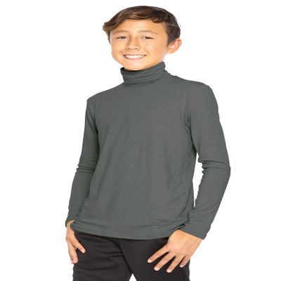 Boy's Oh So Soft Turtleneck Charcoal Gray Large
