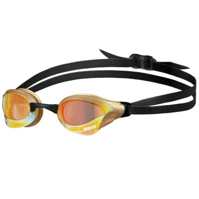 ARENA Unisex Cobra Core Swipe Anti-Fog Racing Swim Goggles for Men and Women Polycarbonate Mirror Lens, Yellow Copper/Gold