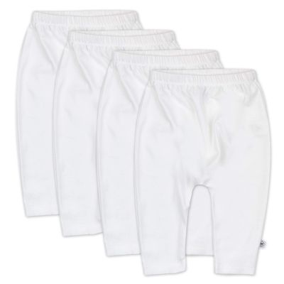 HonestBaby 4-Pack Organic Cotton Cuff-Less Harem Pants, Bright White, Preemie