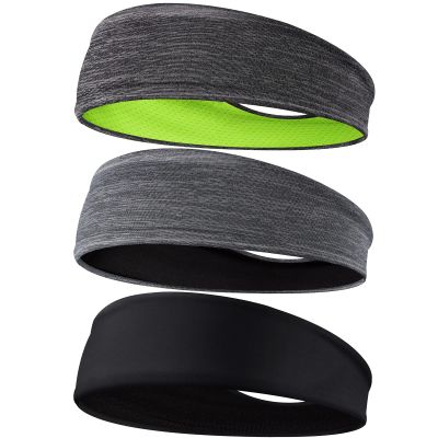 Braylin Men's Headbands, 3-Pack Head Band for Men, Sport Sweatbands for Running Fitness Yoga Cycling, Sweat Wicking Non Slip