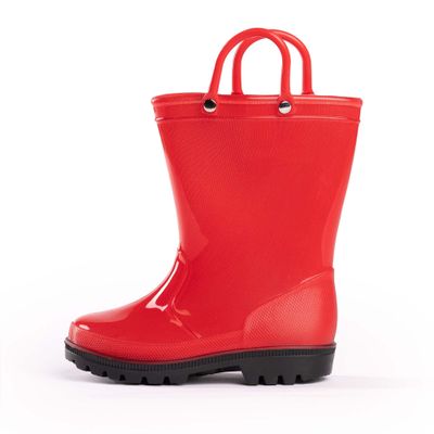 NORTY PVC Rain Boots for Kids - Waterproof PVC Boots Boys and Girls Solid & Printed Rainboots for Toddlers and Kids - Red, Black