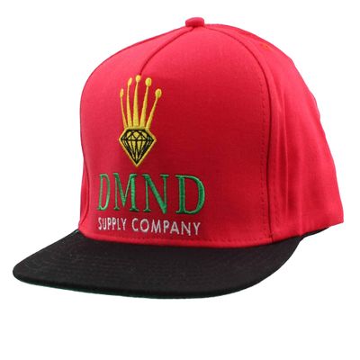 Diamond Supply Co DMND Crown Embroidered Snapback Hat (Red)