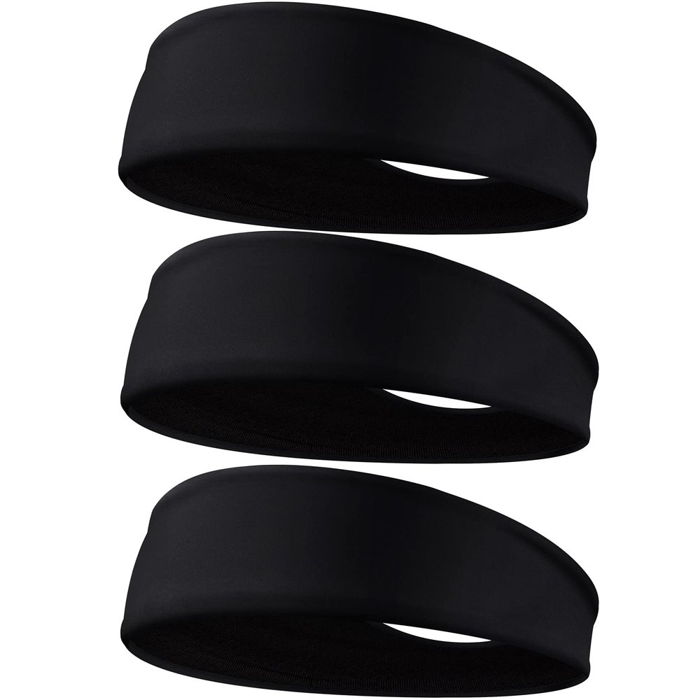 Braylin Men's Headbands, 3-Pack Head Band for Men, Sport Sweatbands for Running Fitness Yoga Cycling, Sweat Wicking Non Slip