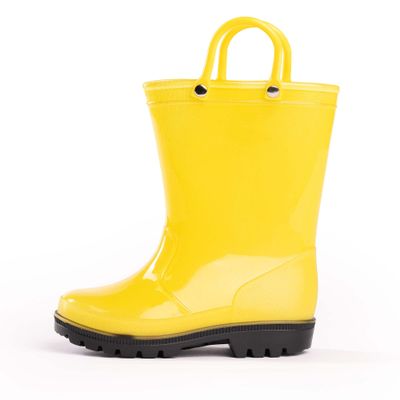 NORTY PVC Rain Boots for Kids - Waterproof PVC Boots Boys and Girls Solid & Printed Rainboots for Toddlers and Kids - Yellow, Black