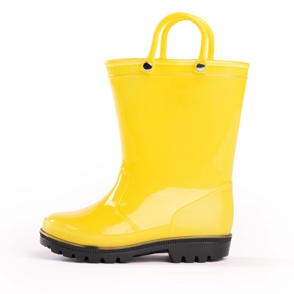 NORTY PVC Rain Boots for Kids - Waterproof PVC Boots Boys and Girls Solid & Printed Rainboots for Toddlers and Kids - Yellow, Black