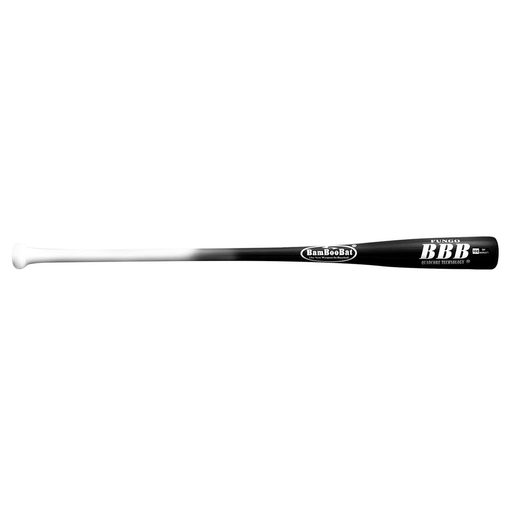 Bamboo Bats by Pinnacle Sports Equipment INC. Adult Fungo Infield/Outfield Bamboo Baseball Bat, White Handle/Black Barrel, 34" (HWBB34F)