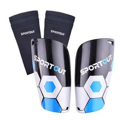 Sportout Soccer Shin Guards - Shin Guards Soccer Kids Youth Adult Protective Shin Pads with Sleeves and Insert Pocket for Boys Girls for Age 4-6, 6-8, 8-10,10-12,12-14,14-Adult (Blue, XL)
