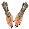 Asooll Golden Steampunk Lace Fingerless Gloves Long 1920s Renaissance Witch Glove Party Costmue for Women view 1