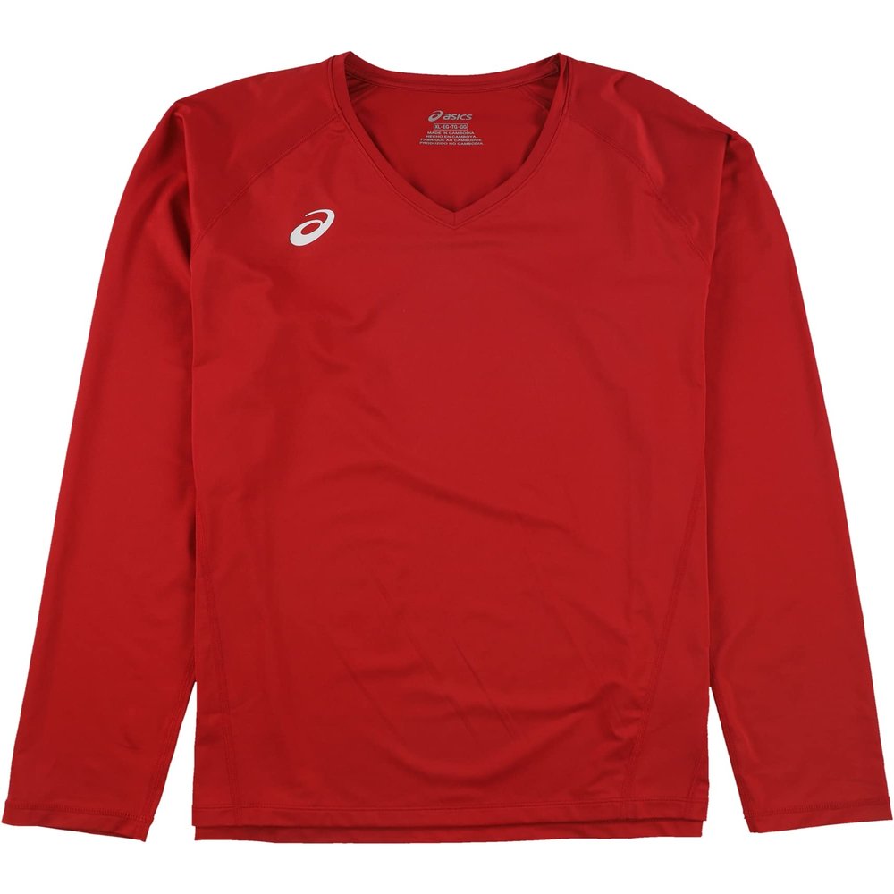 ASICS Spin Serve Volleyball Jersey Long Sleeve, Team Red, Large