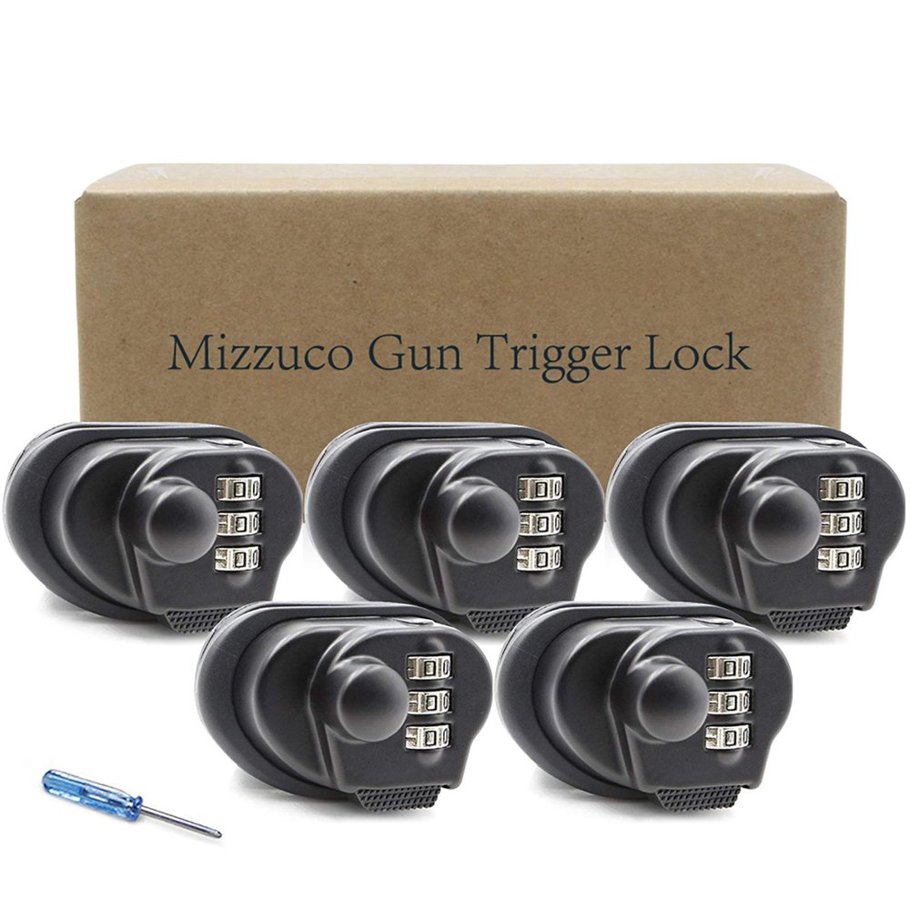 Mizzuco Trigger Lock 3 Digit Combination Gun Lock & Gun Cable Lock Compatible with Many Handguns,Rifles,Bb Gun and Shotguns (Trigger Lock, Pitch-Black)