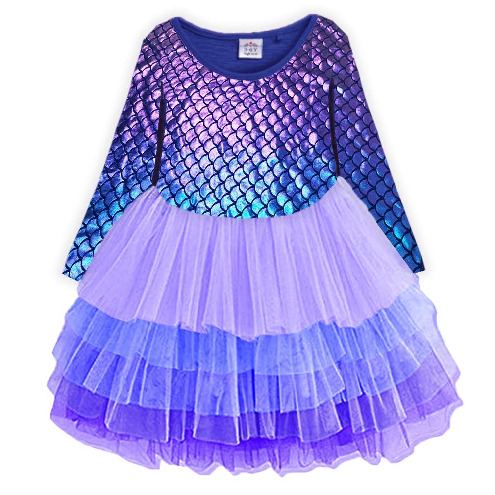 VIKITA Toddler Girl Purple Tutu Winter Long Sleeve Tutu Party Dresses for Girls(LH4599, 5)