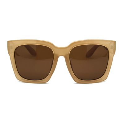 Womens Boyfriend Style Oversize Horned Rim Thick Plastic Sunglasses (beige brown, 54)