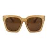 Womens Boyfriend Style Oversize Horned Rim Thick Plastic Sunglasses (beige brown, 54) view 1