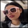 Womens Boyfriend Style Oversize Horned Rim Thick Plastic Sunglasses (beige brown, 54) view 2