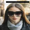 Womens Boyfriend Style Oversize Horned Rim Thick Plastic Sunglasses (beige brown, 54) view 3
