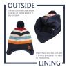 JANGANNSA Knitted Baby Hat Scarf Set Winter Warm Boys Girls Beanie Fleece Lining Toddler Kids Hats with Pompom (Navy Striped(Hat+Scarf), S) view 4