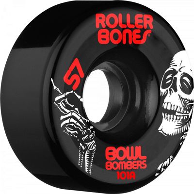 Rollerbones Quad Wheels Bowl Bombers 101a Wheels Skateboard, Unisex_Adult, Black (Black), 57