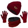 3-Pieces Winter Beanie Hat Scarf and Touch Screen Gloves Set Warm Knit Skull Cap for Men Women, Wine Red(Hat Scarf Gloves)