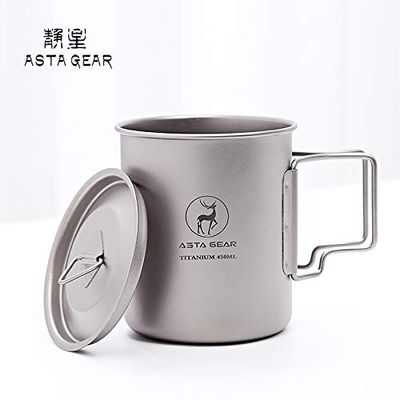 Asta Gear Pure Titanium Water Cup Titanium Teacup Coffee Cup Boiled Water Lightweight Portable Outdoor Mountain Camping 450ML