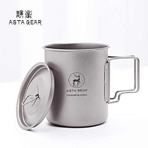 Asta Gear Pure Titanium Water Cup Titanium Teacup Coffee Cup Boiled Water Lightweight Portable Outdoor Mountain Camping 450ML