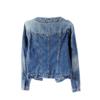 Ewindy Denim Jackets Women Retro Collarless Long Sleeve Short Crop Jeans Coat, Blue, XX-Large view 3