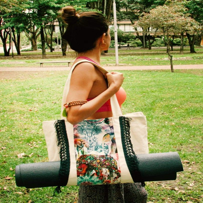 Dharmayogaco Yoga Tote Bag and Carriers (White Elephants)