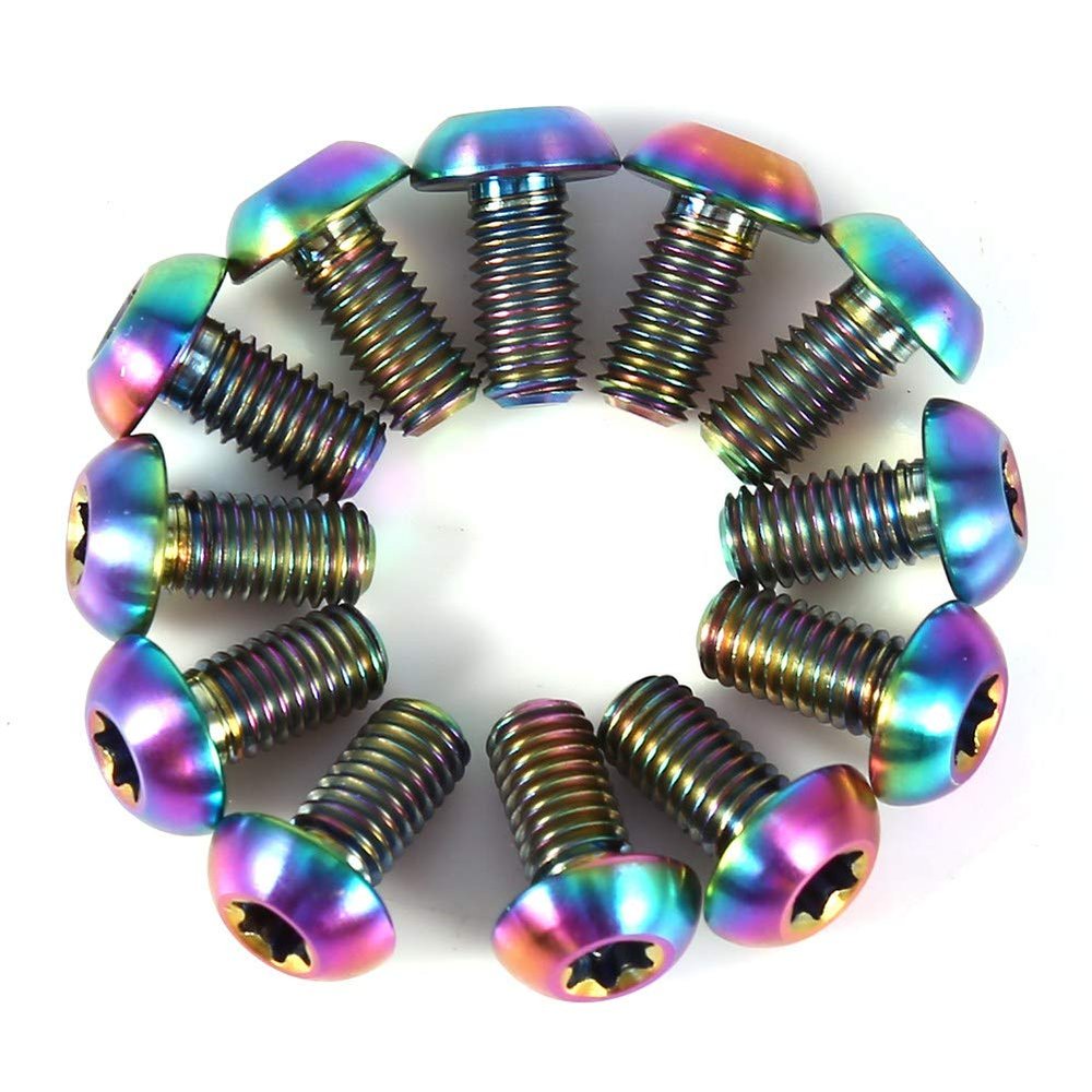 Brake Bolt, VBESTLIFE 12pcs T25 Titanium Alloy Bike Torx Head Bolts Screws Fastener for Bike Bicycle(M5x10-Colorful)